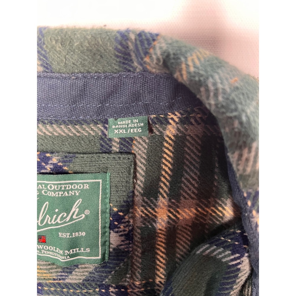 Woolrich Plaid Flannel Button Up Shirt Men's XXL Green Blue Beige - Picture 6 of 6